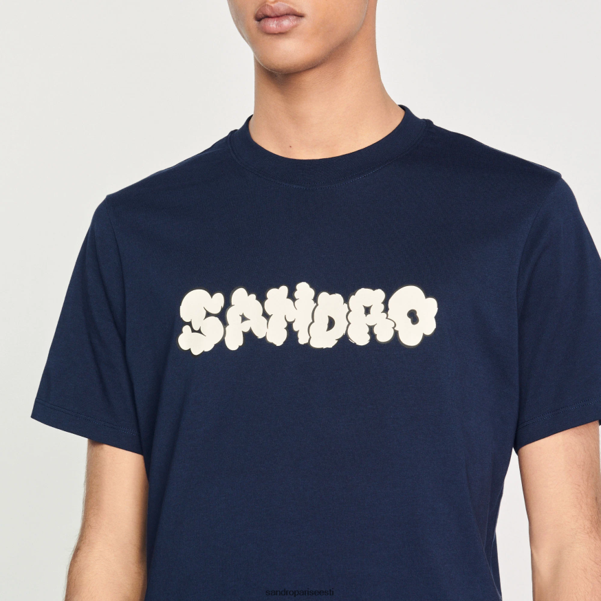 Sandro Paris kehakate mehed tikandiga t-särk BN4RF802 mereväe sinine