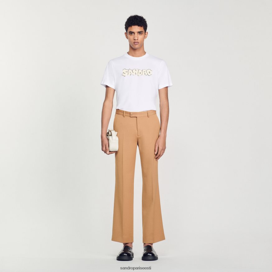 Sandro Paris kehakate mehed tikandiga t-särk BN4RF803 valge