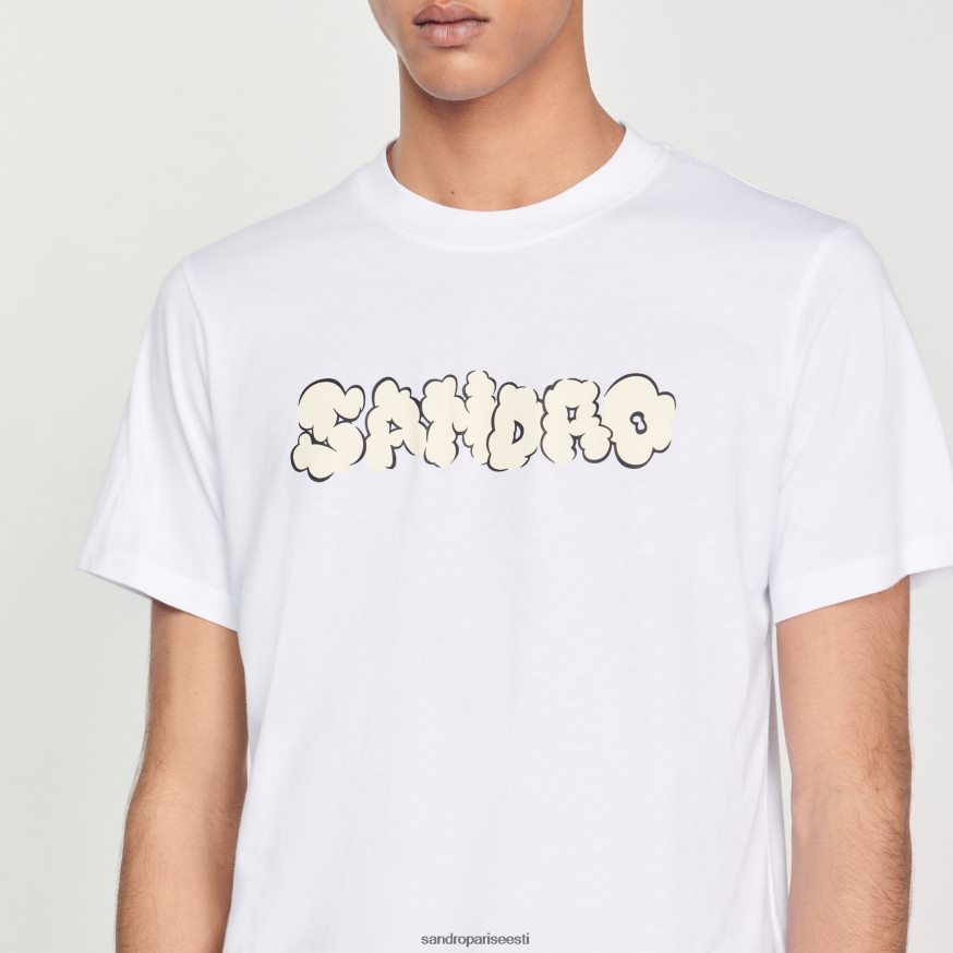 Sandro Paris kehakate mehed tikandiga t-särk BN4RF803 valge