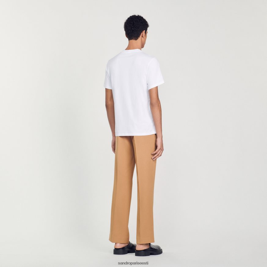 Sandro Paris kehakate mehed tikandiga t-särk BN4RF803 valge