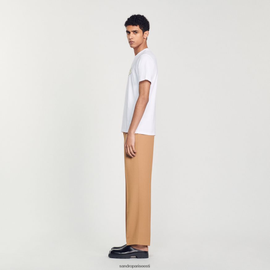 Sandro Paris kehakate mehed tikandiga t-särk BN4RF803 valge