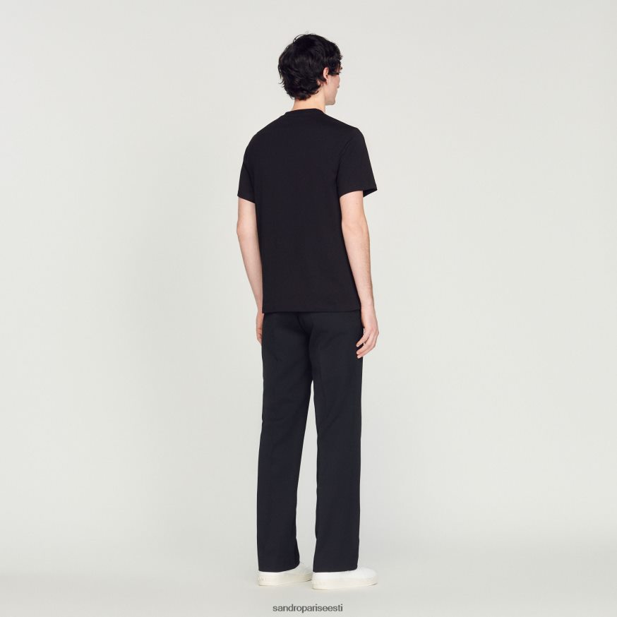 Sandro Paris kehakate mehed tikitud t-särk BN4RF711 must