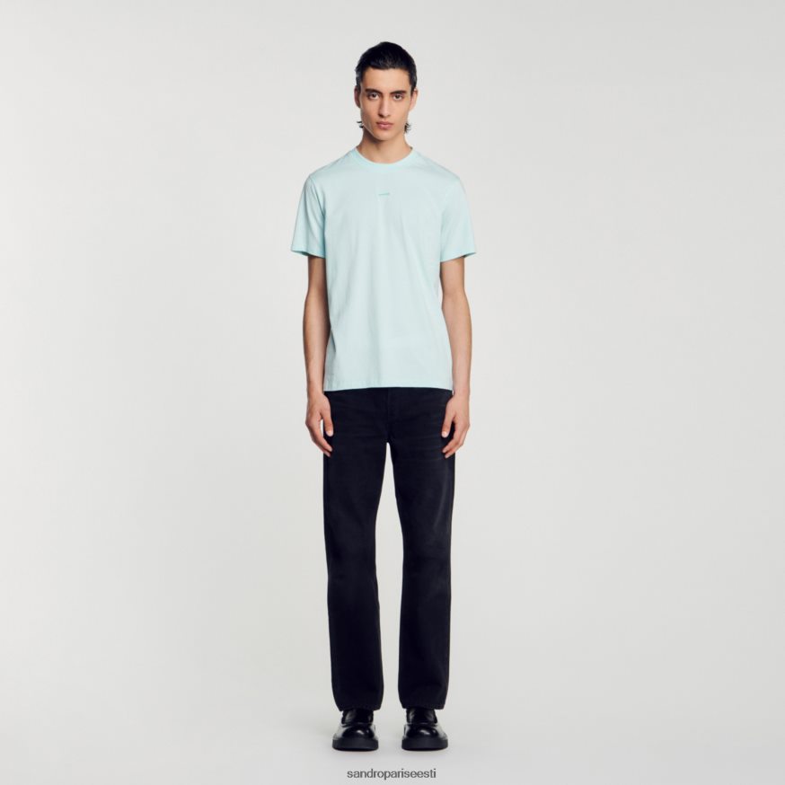 Sandro Paris kehakate mehed tikitud t-särk BN4RF713 piparmündi sinine