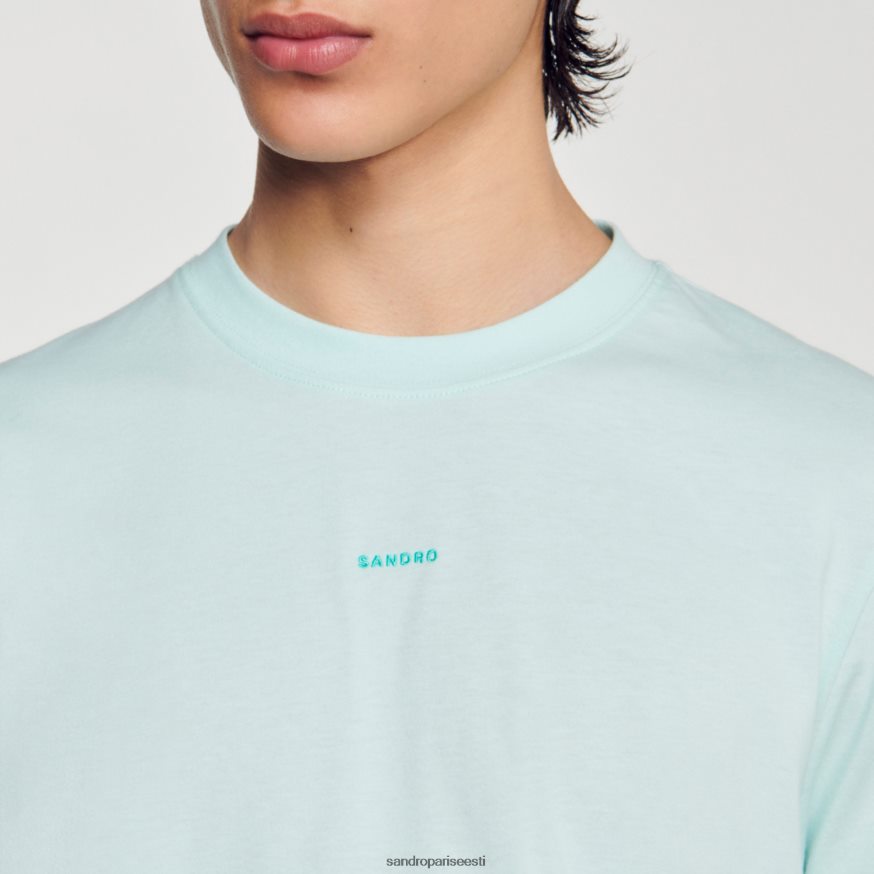 Sandro Paris kehakate mehed tikitud t-särk BN4RF713 piparmündi sinine