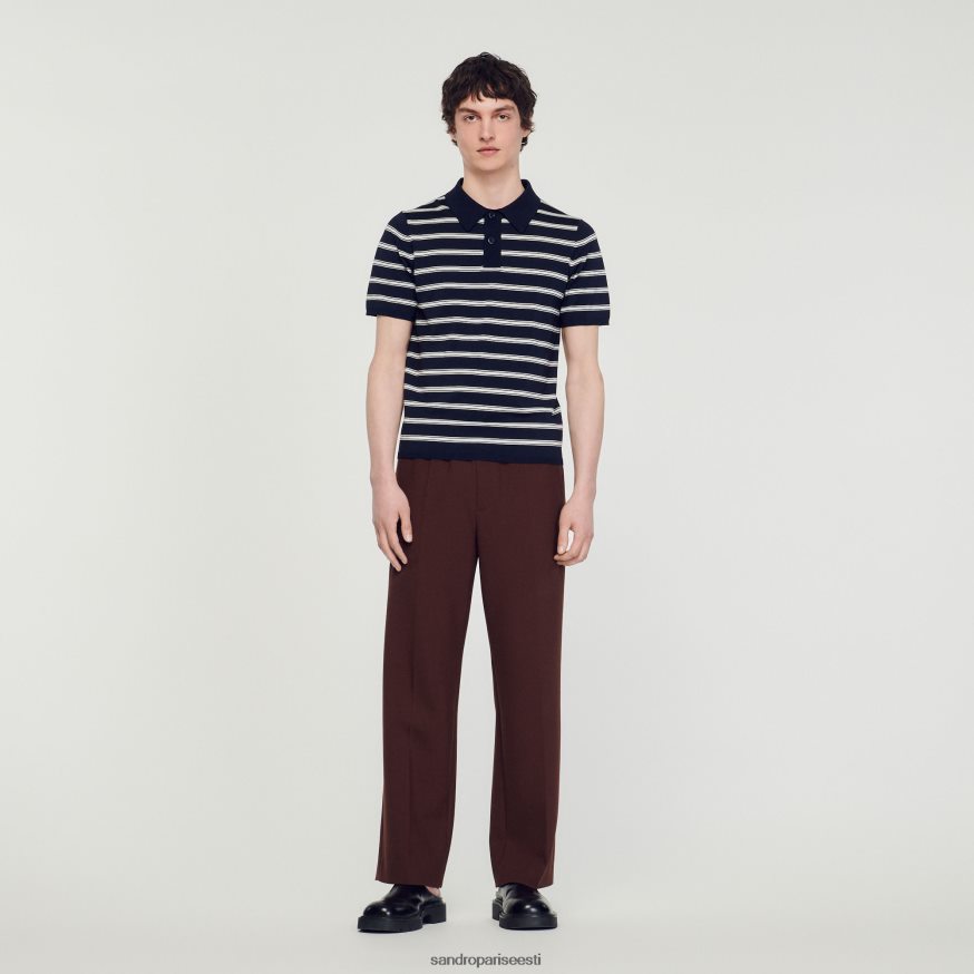 Sandro Paris kehakate mehed triibuline polosärk BN4RF799 mereväe triibuga naturaalvalge