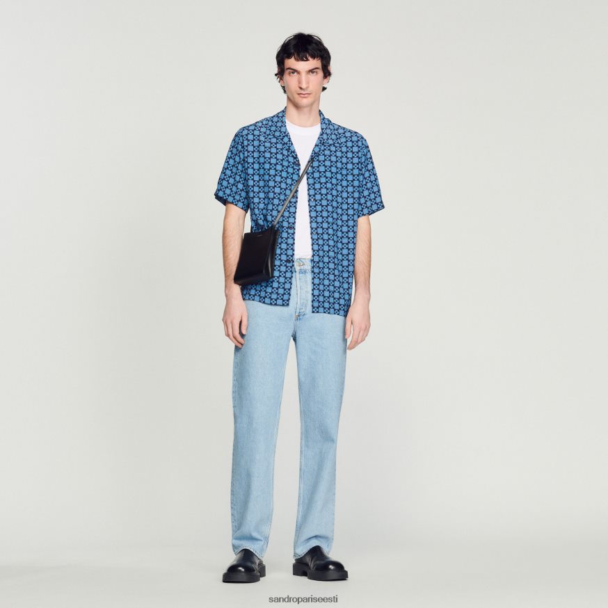 Sandro Paris kehakate mehed sirge lõikega teksad BN4RF729 vintage sinine