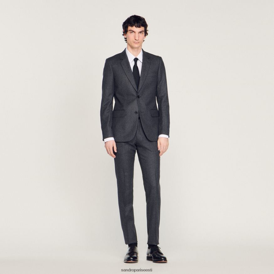 Sandro Paris kehakate mehed flanellist ülikonna jope BN4RF655 süsihall