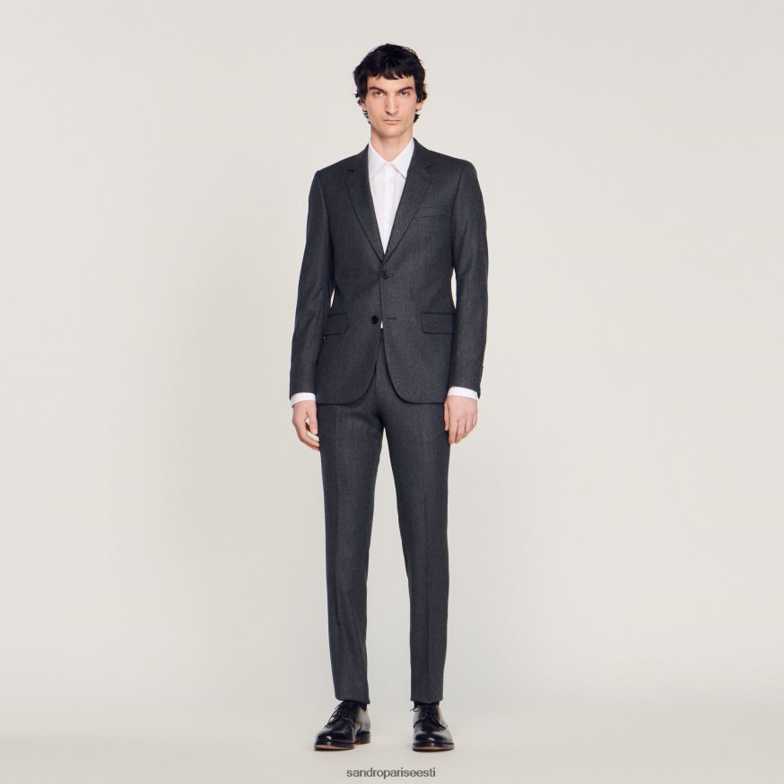 Sandro Paris kehakate mehed flanellist ülikonna jope BN4RF655 süsihall