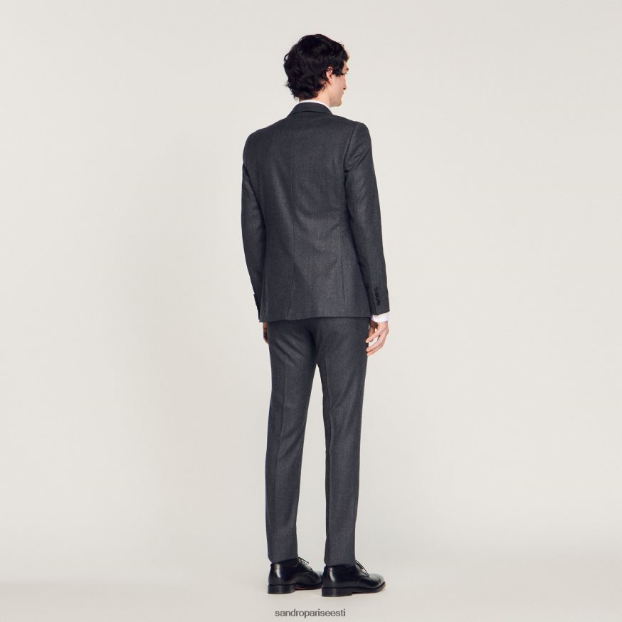 Sandro Paris kehakate mehed flanellist ülikonna jope BN4RF655 süsihall