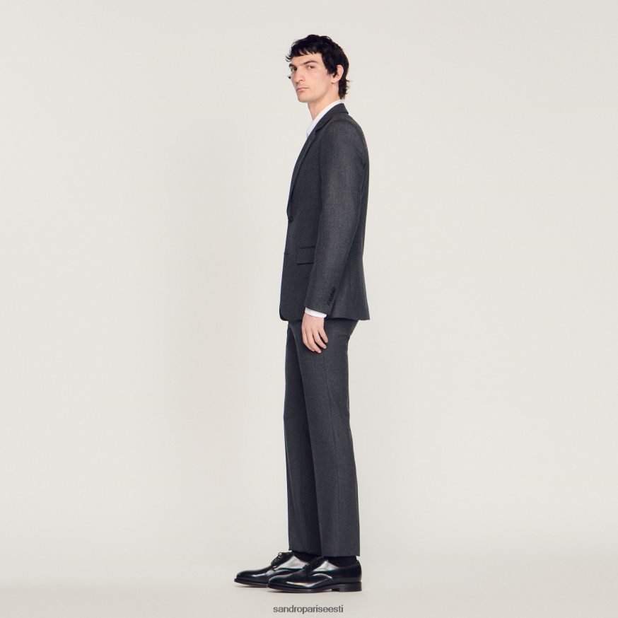 Sandro Paris kehakate mehed flanellist ülikonna jope BN4RF655 süsihall