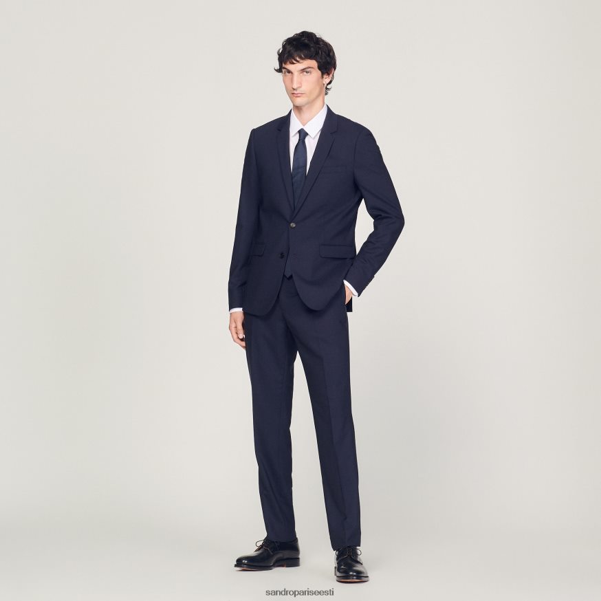 Sandro Paris kehakate mehed klassikaline villane ülikonna jope BN4RF632 mereväe sinine