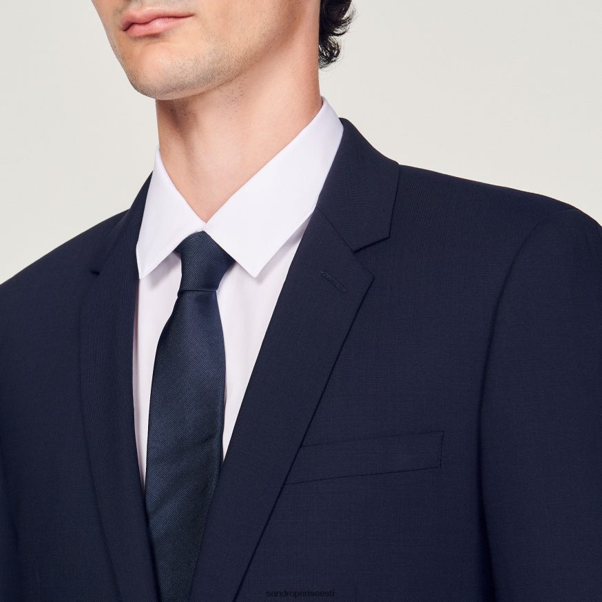 Sandro Paris kehakate mehed klassikaline villane ülikonna jope BN4RF632 mereväe sinine