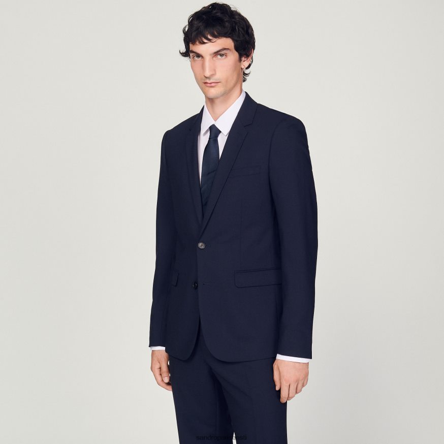 Sandro Paris kehakate mehed klassikaline villane ülikonna jope BN4RF632 mereväe sinine