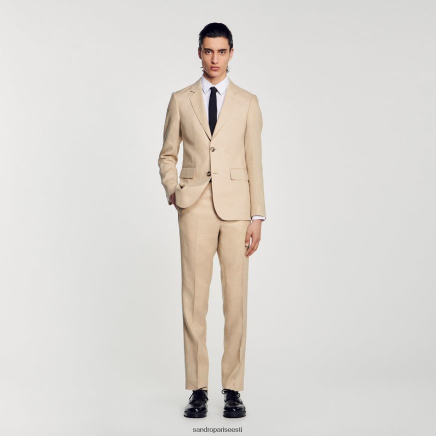 Sandro Paris kehakate mehed linane ülikonna jope BN4RF597 beež