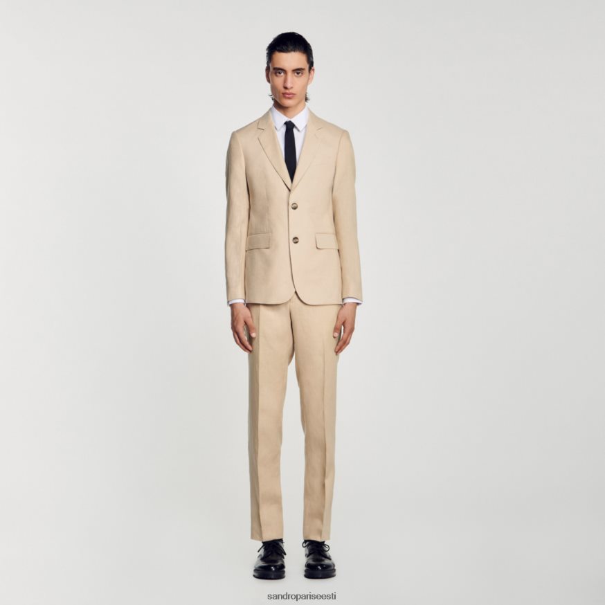 Sandro Paris kehakate mehed linane ülikonna jope BN4RF597 beež