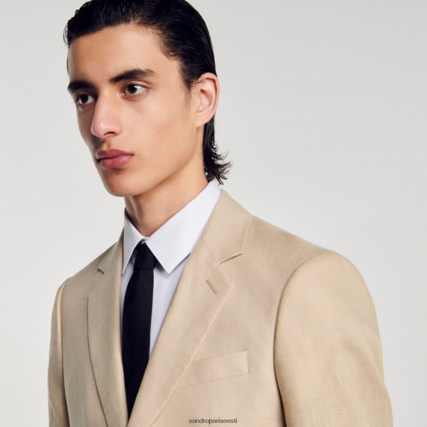 Sandro Paris kehakate mehed linane ülikonna jope BN4RF597 beež