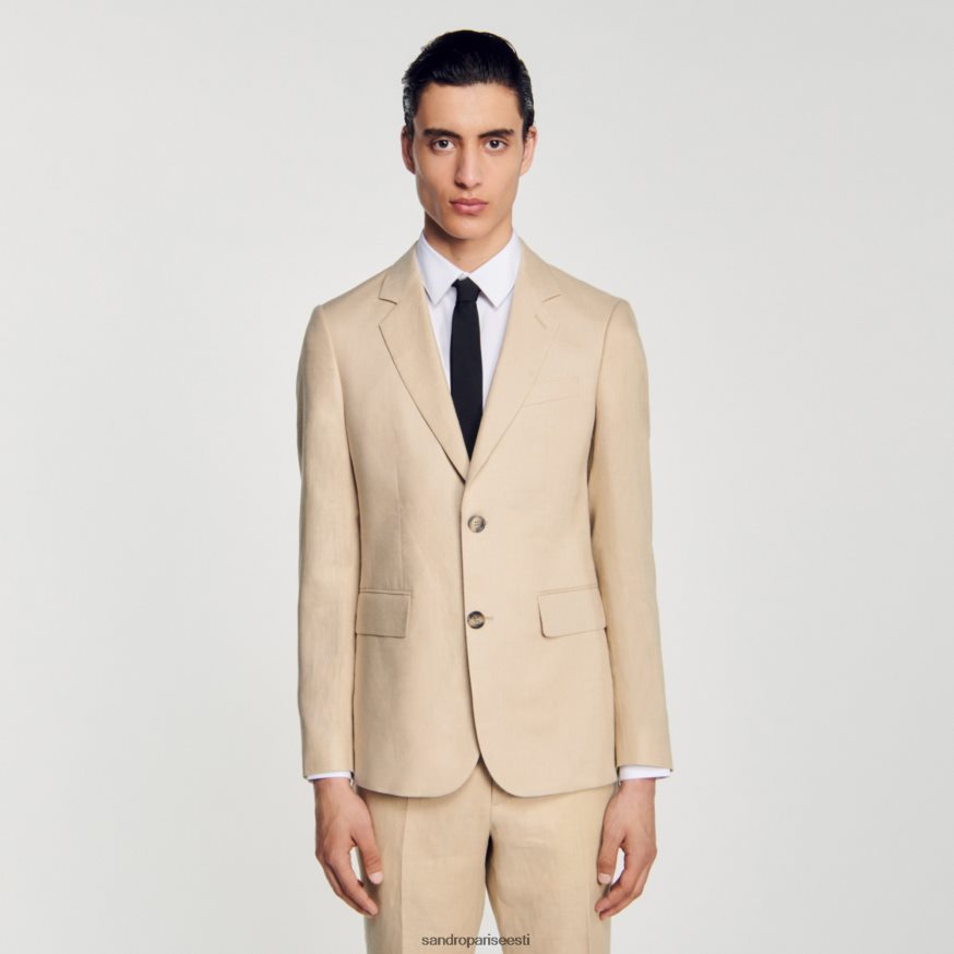 Sandro Paris kehakate mehed linane ülikonna jope BN4RF597 beež