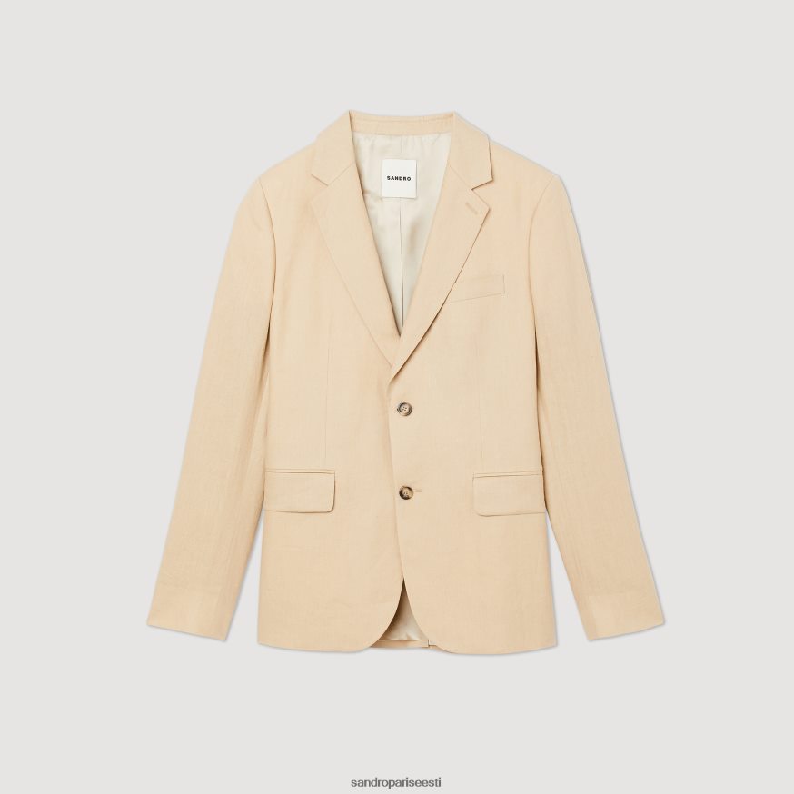 Sandro Paris kehakate mehed linane ülikonna jope BN4RF597 beež