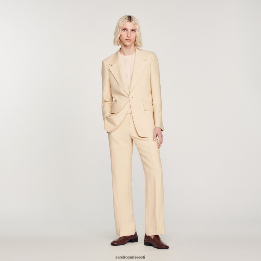 Sandro Paris kehakate mehed linane ülikonna jope BN4RF723 ekru