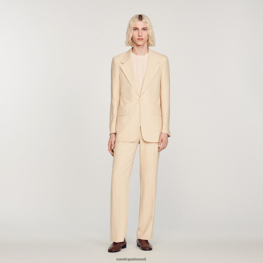 Sandro Paris kehakate mehed linane ülikonna jope BN4RF723 ekru