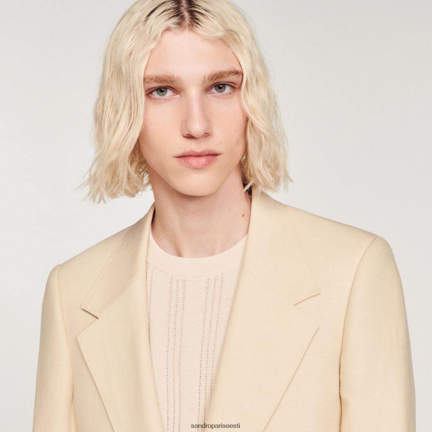 Sandro Paris kehakate mehed linane ülikonna jope BN4RF723 ekru