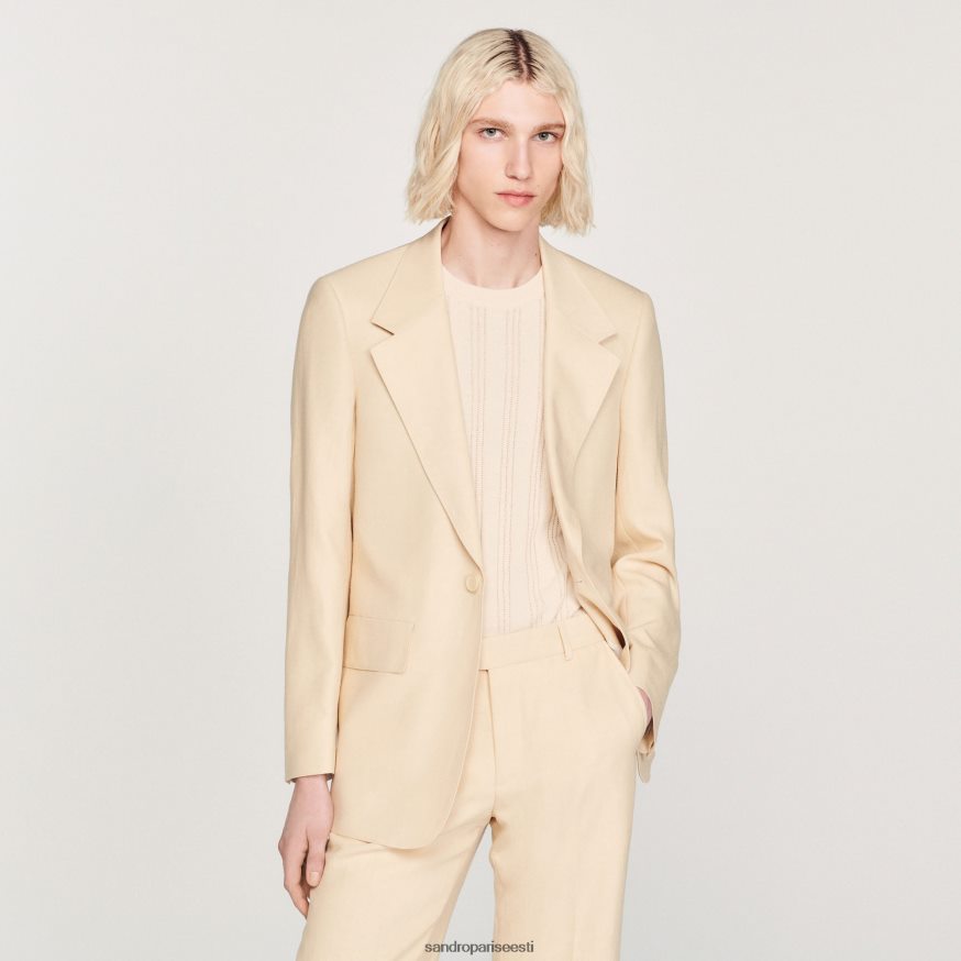 Sandro Paris kehakate mehed linane ülikonna jope BN4RF723 ekru