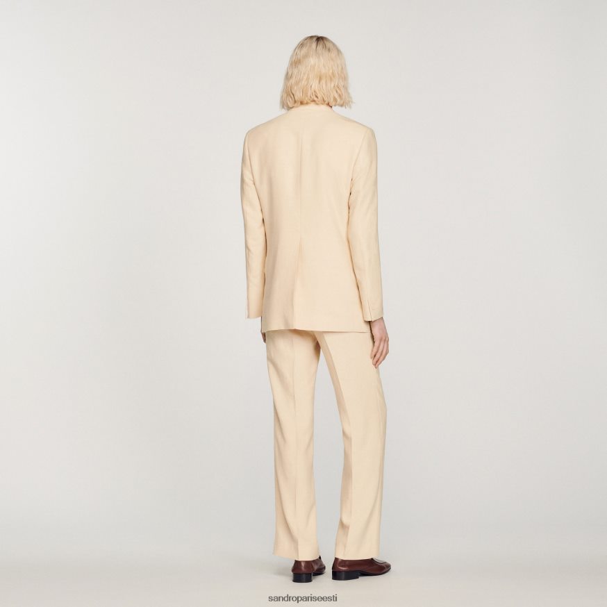 Sandro Paris kehakate mehed linane ülikonna jope BN4RF723 ekru