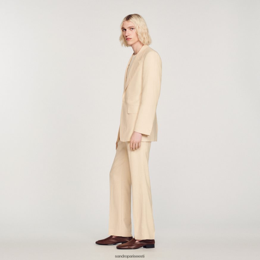 Sandro Paris kehakate mehed linane ülikonna jope BN4RF723 ekru