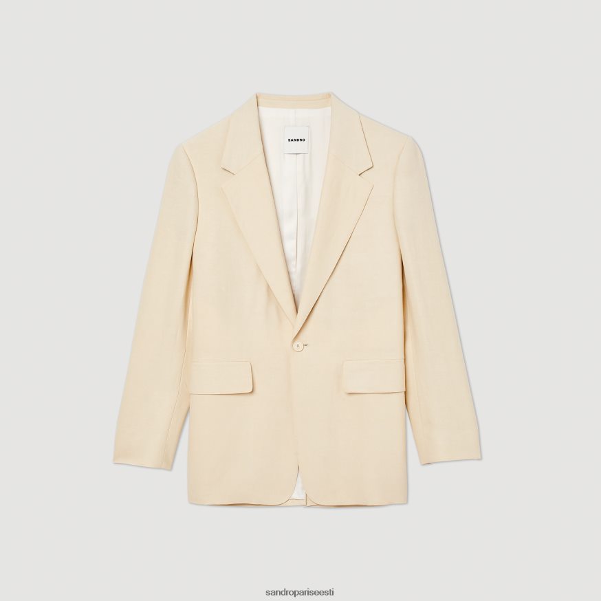 Sandro Paris kehakate mehed linane ülikonna jope BN4RF723 ekru