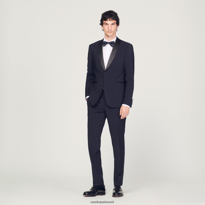 Sandro Paris kehakate mehed satiiniga smokingjope BN4RF638 mereväe sinine