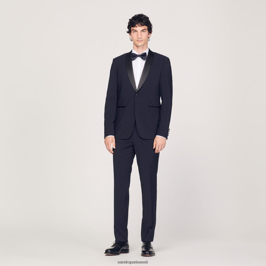 Sandro Paris kehakate mehed satiiniga smokingjope BN4RF638 mereväe sinine