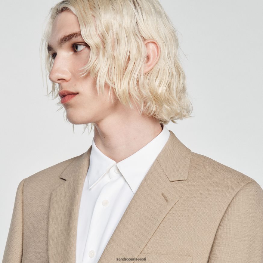 Sandro Paris kehakate mehed villane ülikonna jope BN4RF594 beež