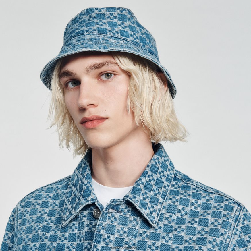 Sandro Paris tarvikud mehed kandiline risti teksakübar BN4RF846 vintage sinine