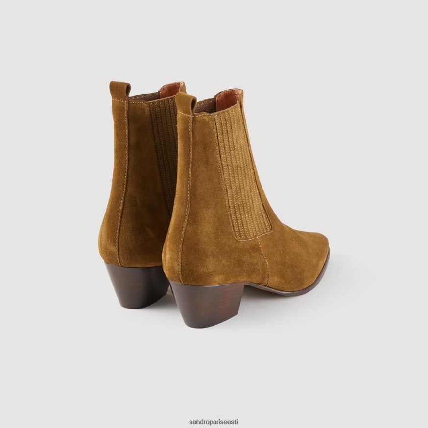 Sandro Paris jalatsid naised nahast kummikuga poolsaapad BN4RF479 oliiviroheline