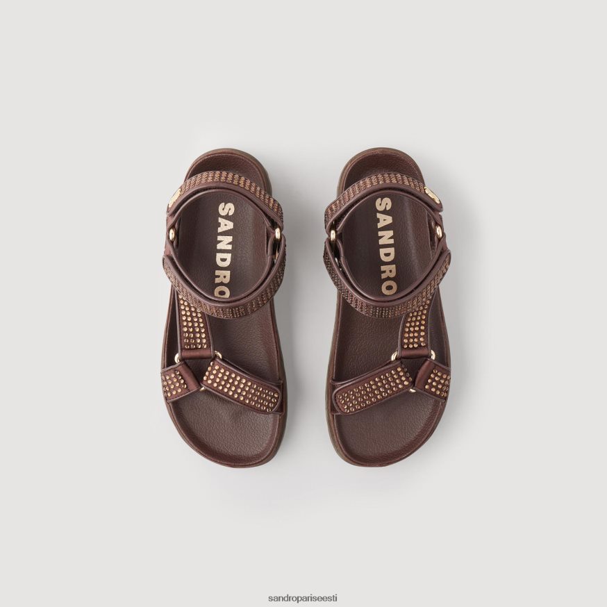 Sandro Paris jalatsid naised kivist kaunistusega sandaalid BN4RF464 pruun