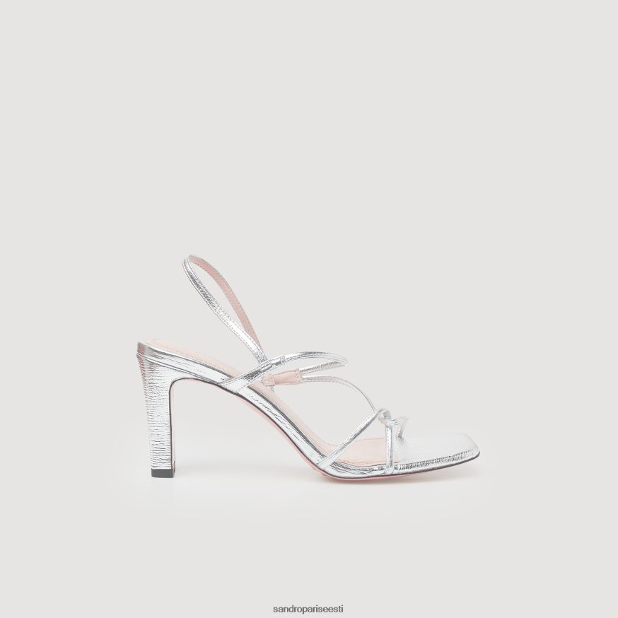 Sandro Paris jalatsid naised metallist nahast sandaalid BN4RF476 hõbedane