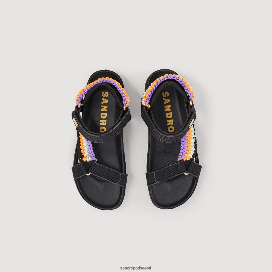 Sandro Paris jalatsid naised värvilise punutisega sandaalid BN4RF493 must