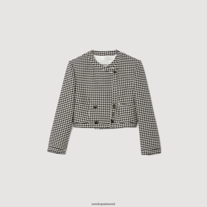 Sandro Paris kehakate naised kärbitud hagijahamba jope BN4RF25 must valge