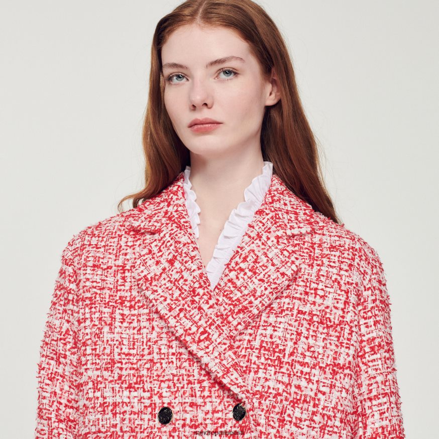 Sandro Paris kehakate naised kärbitud tviidjakk BN4RF358 punane