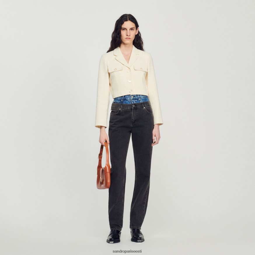 Sandro Paris kehakate naised kärbitud tviidnööbiga jakk BN4RF55 ekru