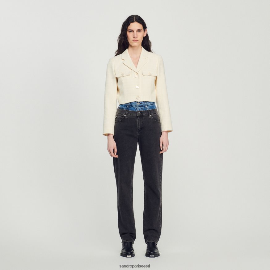 Sandro Paris kehakate naised kärbitud tviidnööbiga jakk BN4RF55 ekru