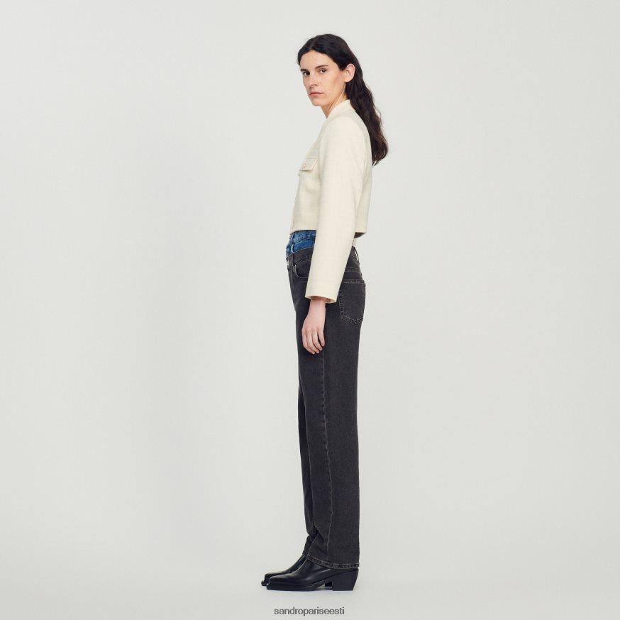 Sandro Paris kehakate naised kärbitud tviidnööbiga jakk BN4RF55 ekru