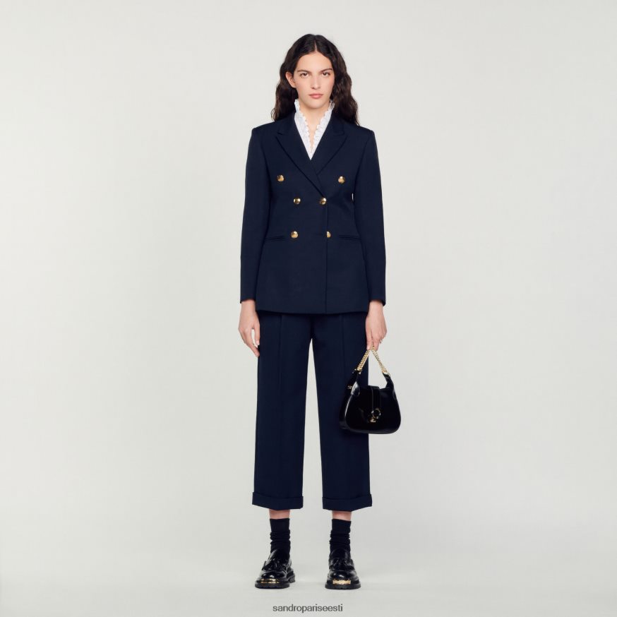 Sandro Paris kehakate naised kaherealine ülikonna jope BN4RF155 mereväe sinine