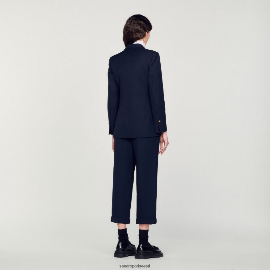 Sandro Paris kehakate naised kaherealine ülikonna jope BN4RF155 mereväe sinine