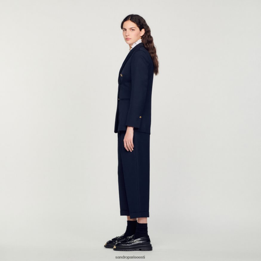 Sandro Paris kehakate naised kaherealine ülikonna jope BN4RF155 mereväe sinine