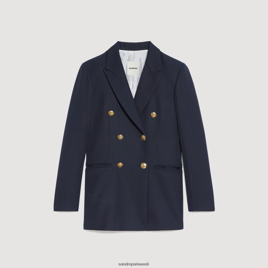 Sandro Paris kehakate naised kaherealine ülikonna jope BN4RF155 mereväe sinine