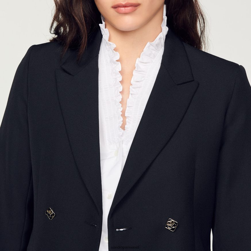 Sandro Paris kehakate naised kaherealine ülikonna jope BN4RF176 must