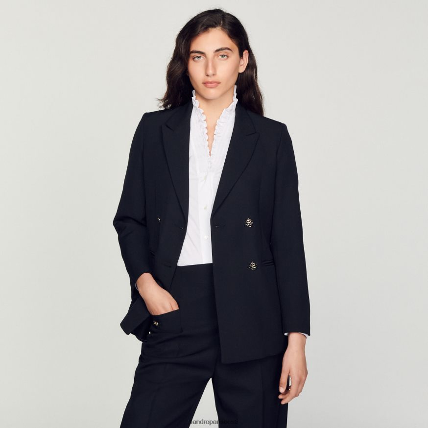 Sandro Paris kehakate naised kaherealine ülikonna jope BN4RF176 must