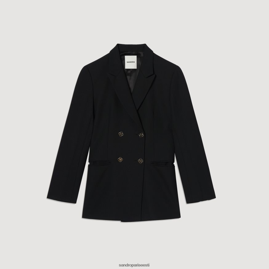 Sandro Paris kehakate naised kaherealine ülikonna jope BN4RF176 must