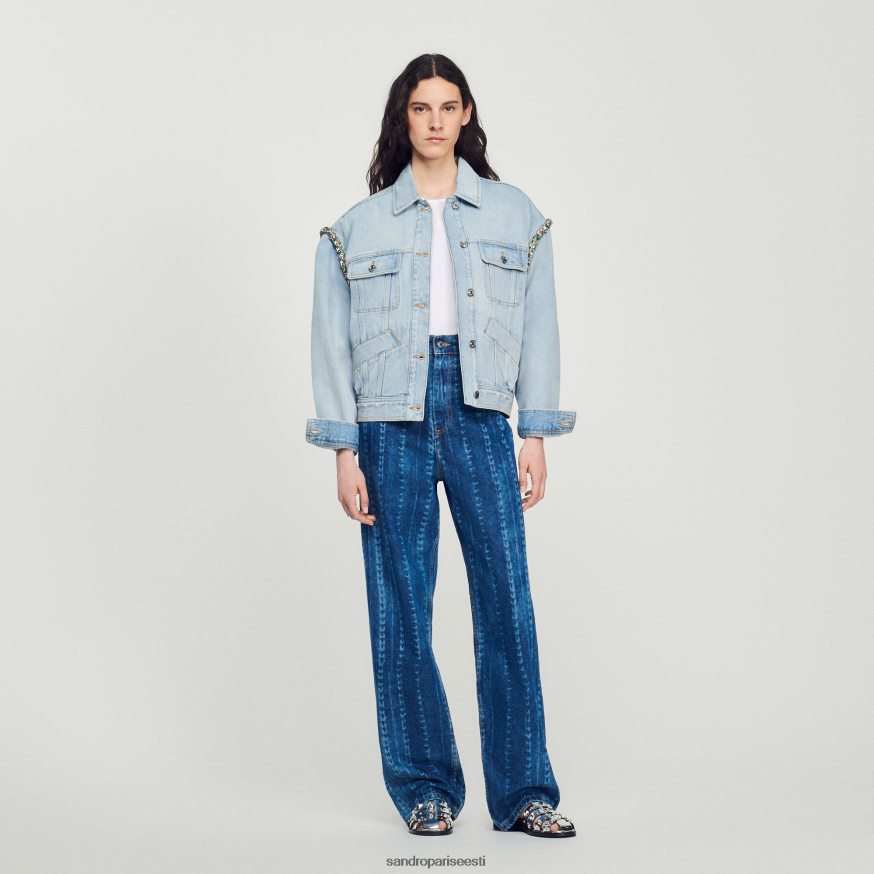 Sandro Paris kehakate naised kividega teksajakk BN4RF137 heledad teksad